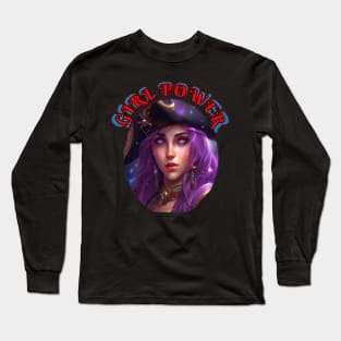 Girl power, violet eyed female pirate Long Sleeve T-Shirt